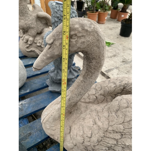 82 - A LARGE CONCRETE GARDEN ORNAMENT IN THE FORM OF SWAN NO VAT