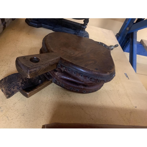 390 - A PAIR OF VINTAGE WOODEN BELLOWS