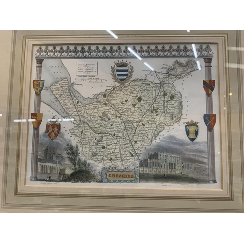 426 - A FRAMED VINTAGE STYLE MAP OF CHESHIRE