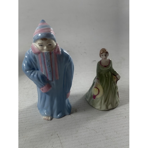 704 - THREE FIGURES TO INCLUDE A ROYAL DOULTON GERALDINE, A V PEERS EVA AND TODDIE