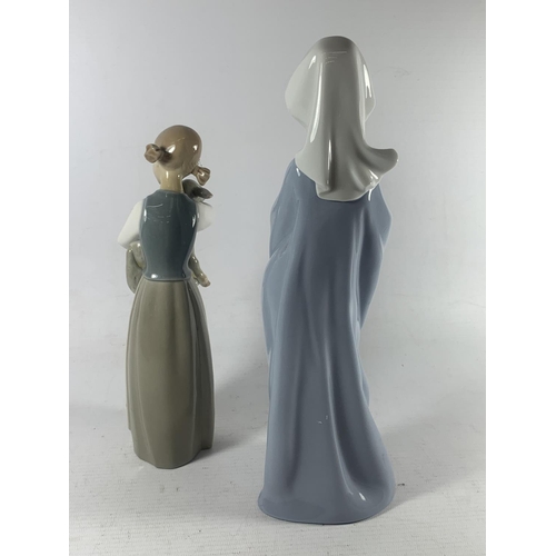 706 - TWO LLADRO/NAO FIGURES TO INCLUDE A GIRL WITH A LAMB AND A GIRL PRAYING