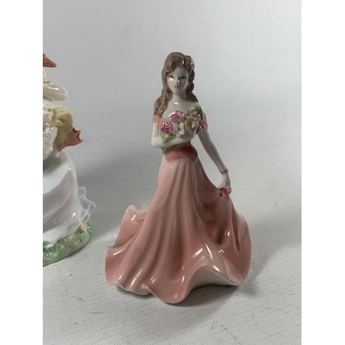 708 - TWO COALPORT FIGURINES TO INCLUDE THE GOOSE GIRL AND DEBUTANTE