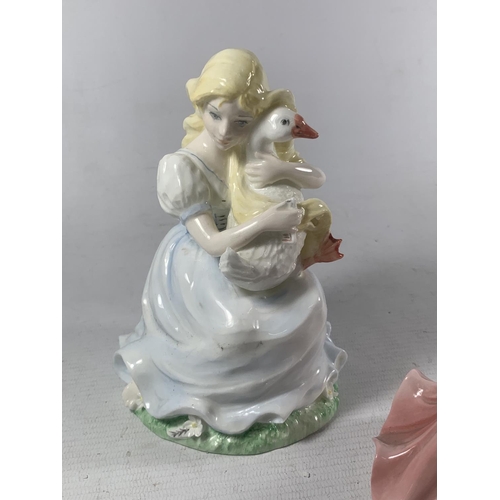 708 - TWO COALPORT FIGURINES TO INCLUDE THE GOOSE GIRL AND DEBUTANTE