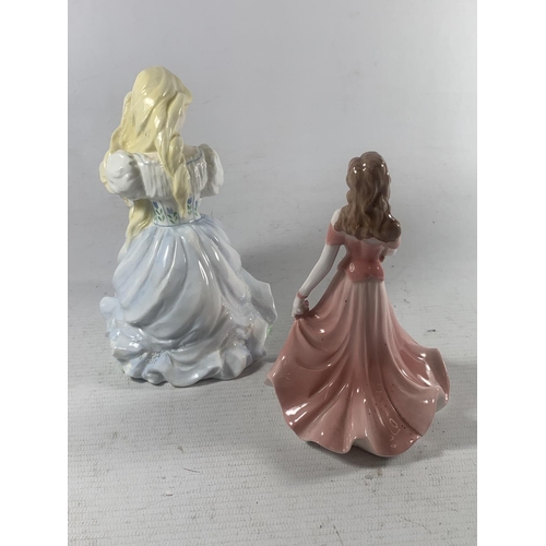 708 - TWO COALPORT FIGURINES TO INCLUDE THE GOOSE GIRL AND DEBUTANTE