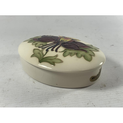 736 - A MOORCROFT COLUMBINE LIDDED DISH