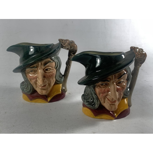 765 - FOUR TOBY JUGS TO INCLUDE TWO ROYAL DOULTON PIED PIPER