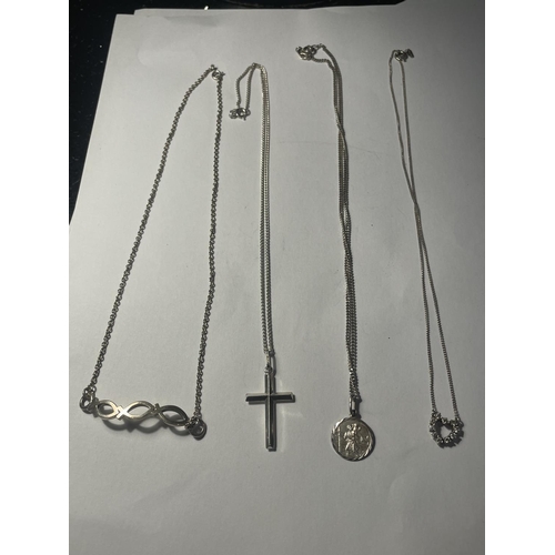 633A - FOUR SILVER NECKLACES AND PENDANTS