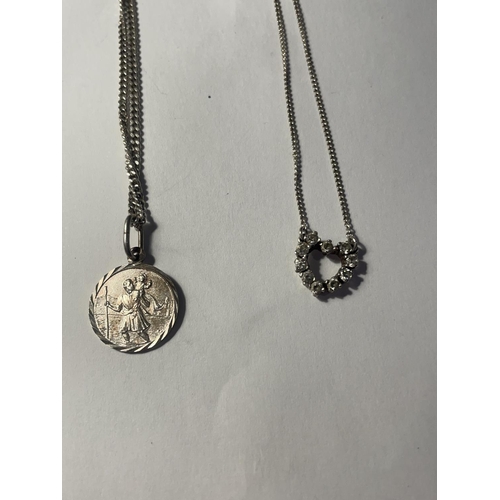 633A - FOUR SILVER NECKLACES AND PENDANTS