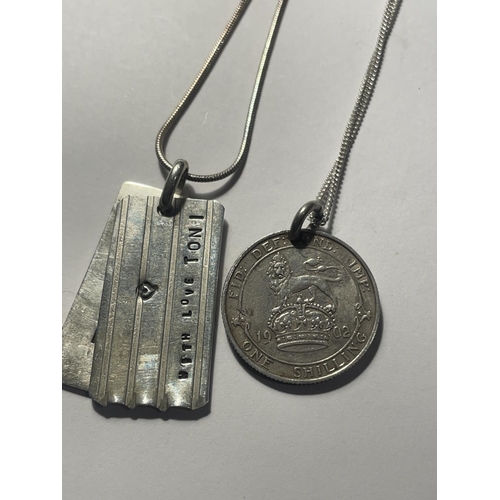 641A - FOUR SILVER NECKLACES WITH PENDANTS