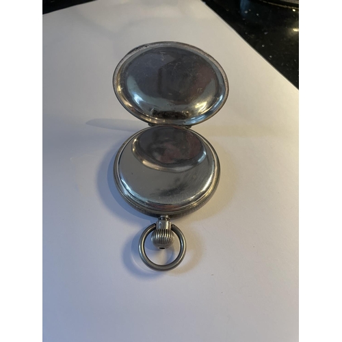 645 - A SILVER POCKET WATCH WITH SUB DIAL SEEN WORKING BUT NO WARRANTY