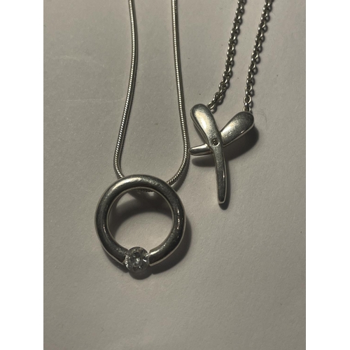 649A - FOUR SILVER NECKLACES WITH PENDANTS