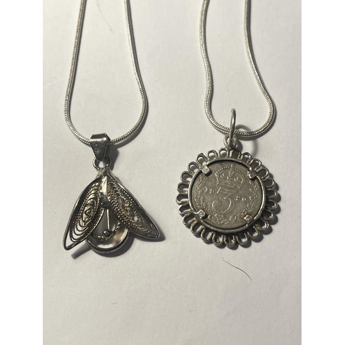 649A - FOUR SILVER NECKLACES WITH PENDANTS