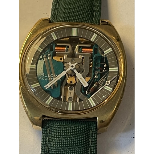 659 - A VINTAGE BULOVA ACCUTRON SPACE VIEW WRISTWATCH (SECOND HAND NOT ATTACHED)