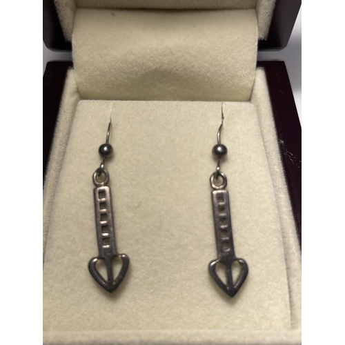 669 - A PAIR OF SILVER RENNIE MACINTOSCH EARRINGS IN A PRESENTATION BOX