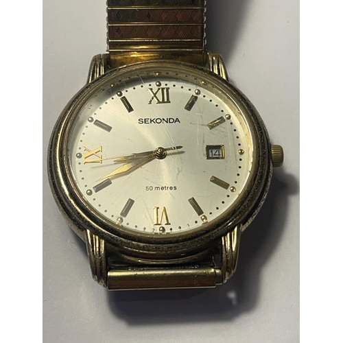 678 - A SEKONDA 50 METRES WRIST WATCH SEEN WORKING BUT NO WARRANTY