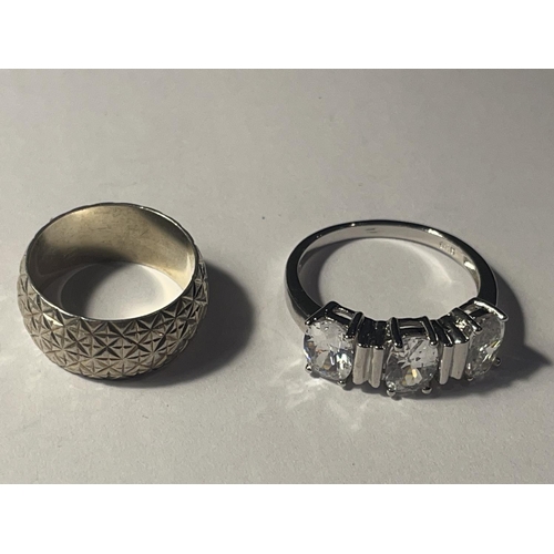 682 - FIVE VARIOUS SILVER RINGS