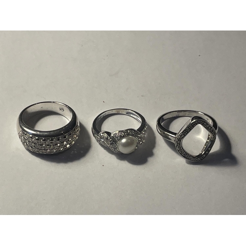 682 - FIVE VARIOUS SILVER RINGS