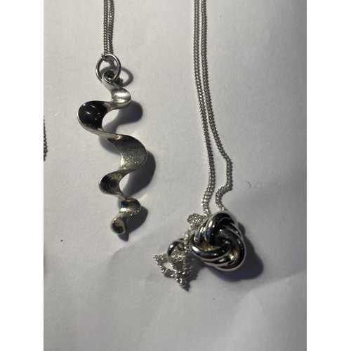 683 - FOUR SILVER NECKLACES WITH PENDANTS