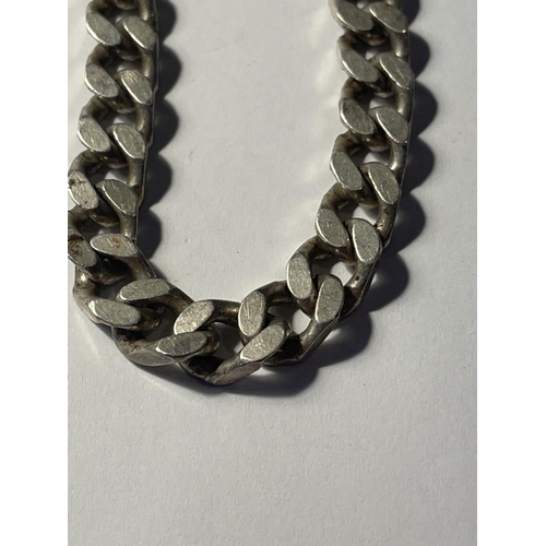 688 - A HEAVY SILVER FLAT LINK BRACELET