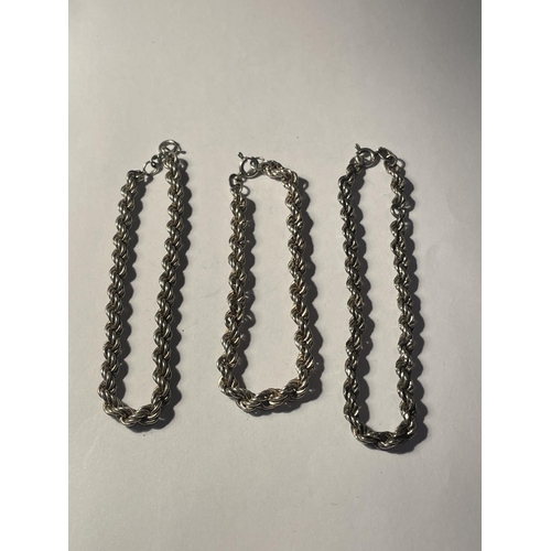 690 - THREE ROPE CHAIN BRACELETS