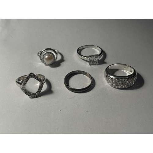 691 - FIVE VARIOUS SILVER RINGS