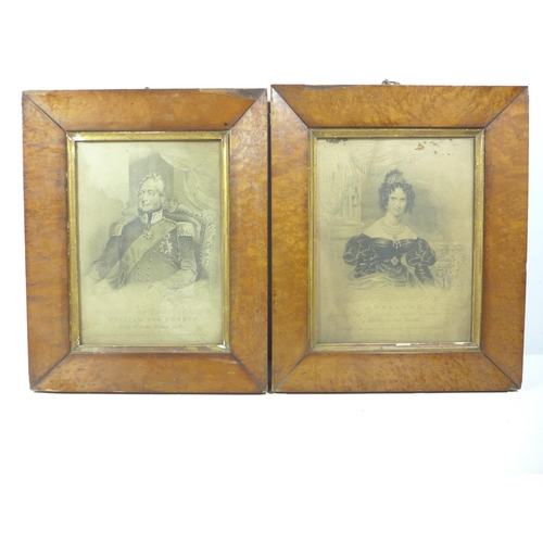 314A - A PAIR OF 1830 ENGRAVINGS OF KING WILLIAM IV AND QUEEN ADELAIDE, 23X16CM, FRAMED AND GLAZED