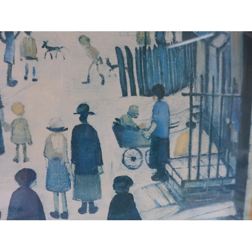 321 - L.S.LOWRY, 'STREET PARADE', COLOURED PRINT, 45X60CM, FRAMED AND GLAZED