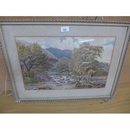 322 - J.MAY (BRITISH LATE 19TH CENTURY) RIVER SCENE, WATERCOLOUR, SIGNED, 31X48CM, FRAMED AND GLAZED