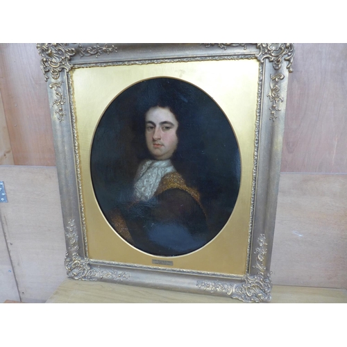 326 - MANNER OF SIR GODFREY KNELLER (1646-1723) PORTRAIT OF LORD WILLIAM RUSSEL (1648-1723) OVAL OIL ON CA... 