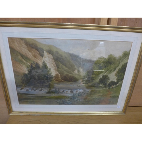 330 - JOHN THORLEY (BRITISH 1859-1933) RIVER VALLEY SCENE, WATERCOLOUR, SIGNED AND DATED 1896, 37X58CM, FR... 