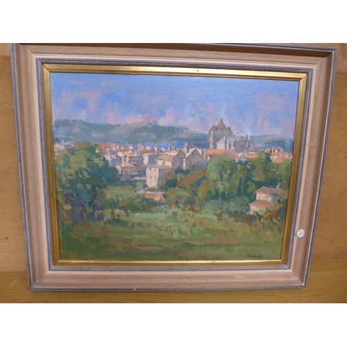 333 - WALTER WOODINGTON (BRITISH 1916-2000) 'THE CATHEDRAL CAHOR', OIL ON CANVAS, SIGNED, BEARS LABEL VERS... 