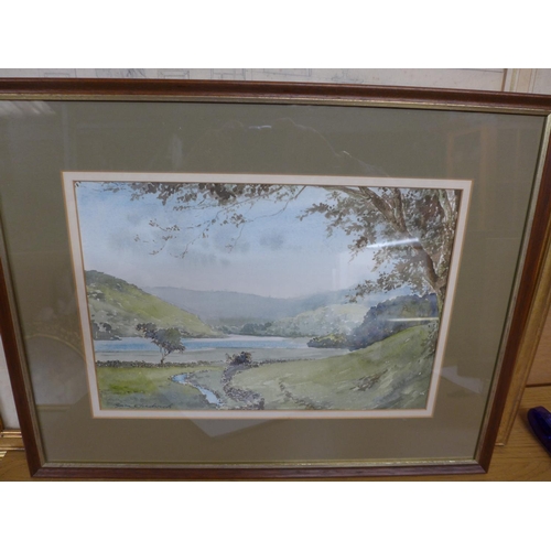 337 - SAM CHADWICK (1902-1992) LAKE AND HILLSIDE SCENE, WATERCOLOUR, SIGNED, 26X38CM, FRAMED AND GLAZED