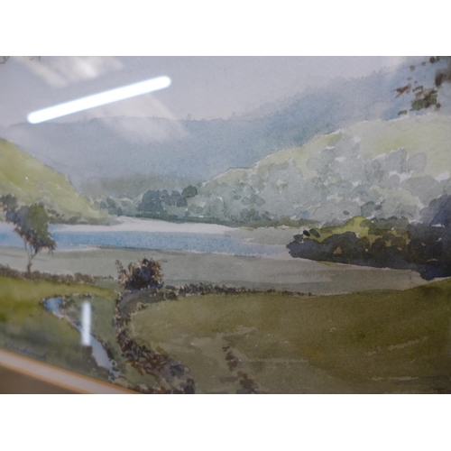 337 - SAM CHADWICK (1902-1992) LAKE AND HILLSIDE SCENE, WATERCOLOUR, SIGNED, 26X38CM, FRAMED AND GLAZED