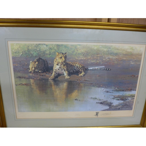 341 - DAVID SHEPHERD LIMITED EDITION (383/850) COLOURED PRINT, 'COOL WATERS', BEARS SOLOMAN AND WHITCHED G... 