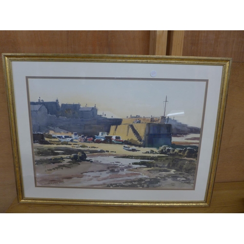 346 - ROLAND F.SPENCER FORD (1902-1990), 'LOW TIDE CAMAES BAY, ANGLESEY', WATERCOLOUR, SIGNED, BEARS LABEL... 