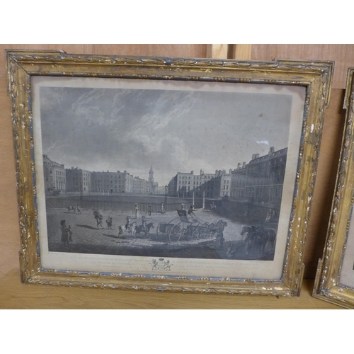 350 - A PAIR OF LATE 18TH CENTURY ENGRAVINGS OF BLOOMSBURY SQUARE, LONDON AND HANOVER SQUARE LONDON, BOTH ... 