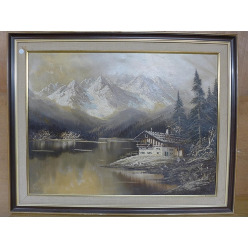 351 - PICTURE OF ZELLER-SEE, OIL ON CANVAS, INDISTINCTLY SIGNED, 59X79CM, FRAMED