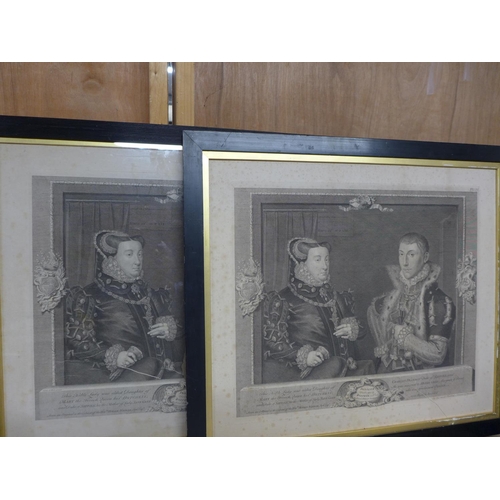 353 - A PAIR OF 19TH CENTURY ENGRAVINGS OF TUDOR NOBILITY, THE FIRST MARY QUEEN OF FRANCE AND CHARLES BRAN... 