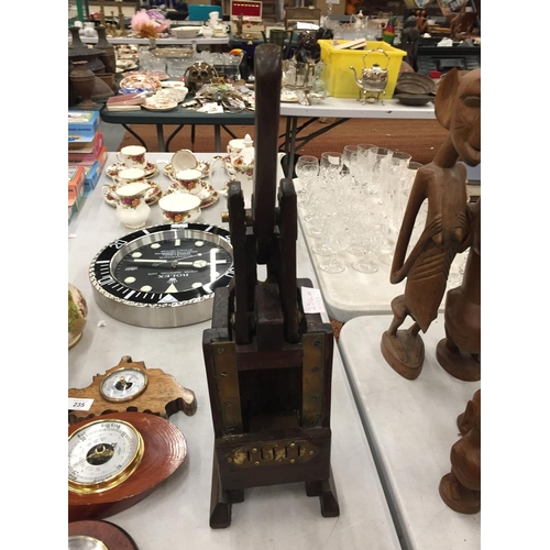 234A - A VINTAGE WOOD AND BRASS PRESS