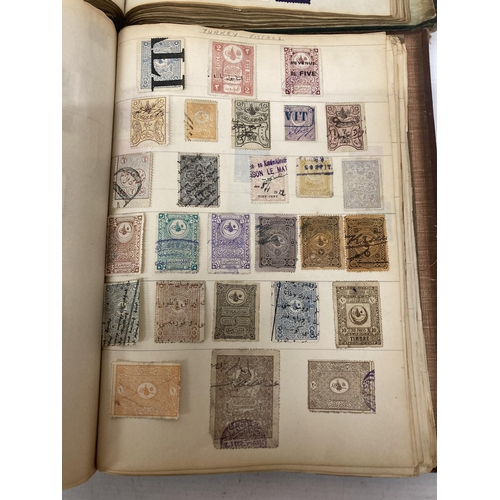 331 - TWO OLD TIME ALBUMS CONTAINING A LARGE ORIGINAL COLLECTION OF WORLDWIDE EARLY STAMPS WITH MANY CLASS... 