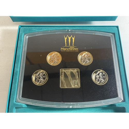 349 - MANCHESTER 2002 , FOUR X £2 COIN SET , TO COMMEMORATE THE COMMONWEALTH GAMES . PRISTINE CONDITION .