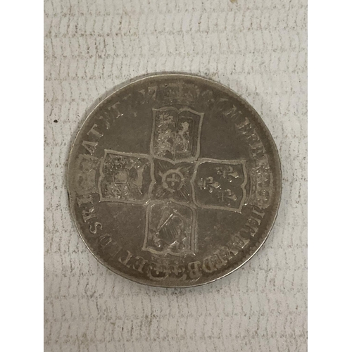 366 - UK , 1746 , KING GEORGE 11 , LIMA , SILVER HALF CROWN . FINE CONDITION