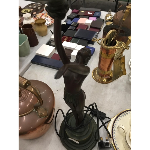 250A - A BRONZED STYLE ART DECO TABLE LAMP (A/F TO ARM)