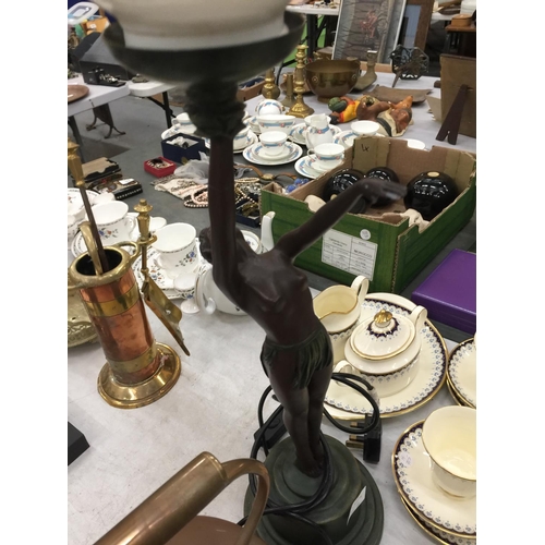 250A - A BRONZED STYLE ART DECO TABLE LAMP (A/F TO ARM)