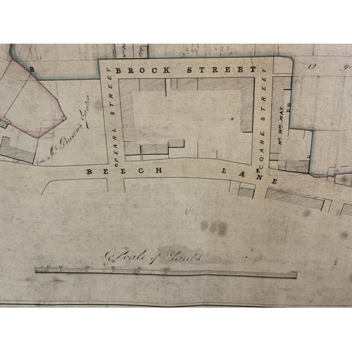 314 - A VINTAGE 1869 PLAN OF LAND SITUATE NEAR BEECH LANE MACCLESFIELD FOR BULIDING, THE PROPERTY OF JOHN ... 