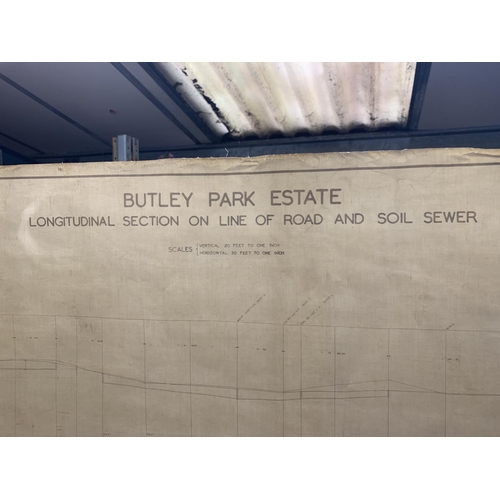 317 - A VINTAGE BUTLEY PARK ESTATE LONGITUDINAL SECTION OF LINE OF ROAD AND SOIL SEWER. GLOUCESTER ROAD AN... 