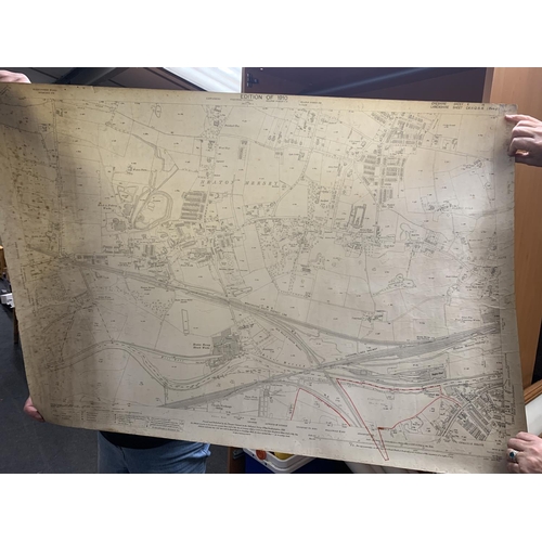 327 - AN ANTIQUARAIN ORDNANCE SURVEY 1921 MAP OF HORWICH END, A 1910 EDITION OF STRETFORD DIVISON, HEATON ... 