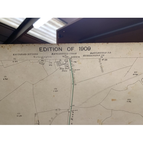 327 - AN ANTIQUARAIN ORDNANCE SURVEY 1921 MAP OF HORWICH END, A 1910 EDITION OF STRETFORD DIVISON, HEATON ... 