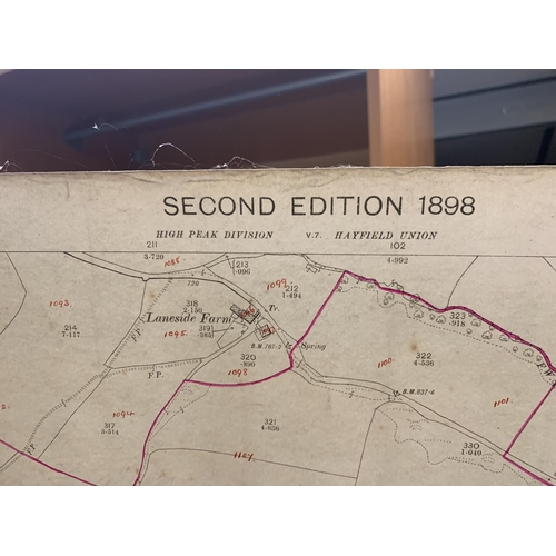 327 - AN ANTIQUARAIN ORDNANCE SURVEY 1921 MAP OF HORWICH END, A 1910 EDITION OF STRETFORD DIVISON, HEATON ... 