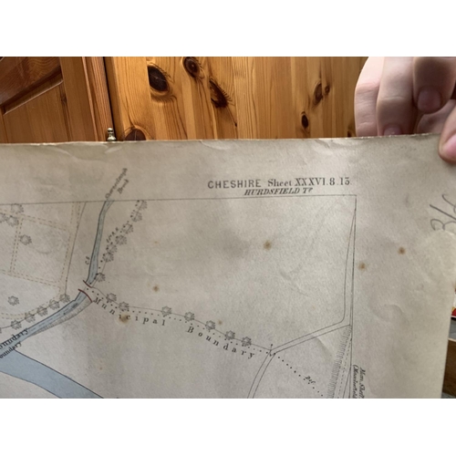 328 - A COLOURED ORDNANCE SURVEY MAP FROM 1872 NUMBER 1 WARD ( HURDSFIELD ), CHESHIRE. AN 1874 COLOURED MA... 